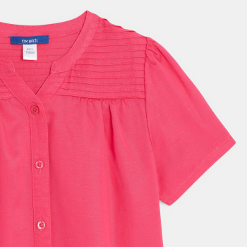 بلوزة بأكمام قصيرة وردية سادة للفتيات